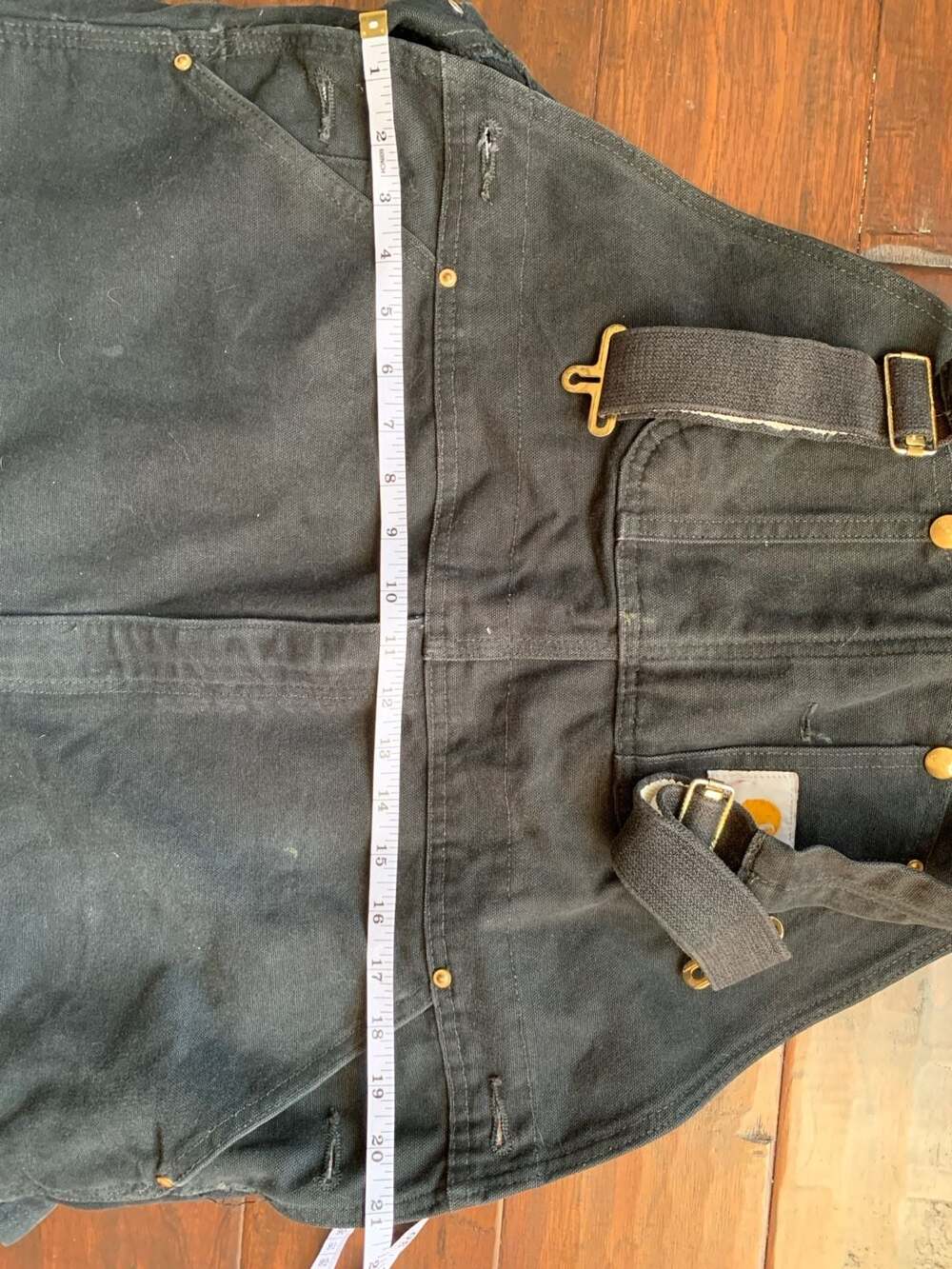 Carhartt R01 Black Double-Front Bib Overalls 42x30 - Picture 7 of 9